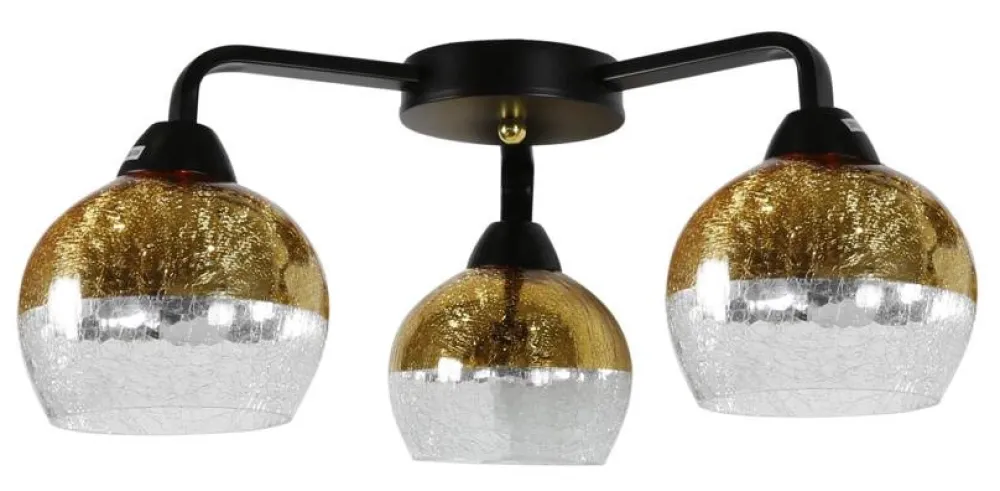 Oświetlenie Przedpokoju|Oświetlenie Jadalni>Candellux Lighting Lampa sufitowa czarno-złota szklane klosze 3x60W Cromina Gold