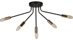 Oświetlenie Przedpokoju|Oświetlenie Jadalni>Candellux Lighting Lampa sufitowa czarno-złota 5x40W E14 Tiara