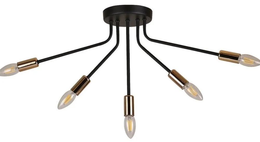 Oświetlenie Przedpokoju|Oświetlenie Jadalni>Candellux Lighting Lampa sufitowa czarno-złota 5x40W E14 Tiara