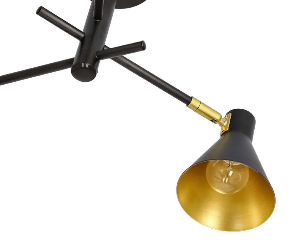 Oświetlenie Przedpokoju|Oświetlenie Jadalni>Candellux Lighting Lampa sufitowa czarno-złota mat regulowana 3x40W Less