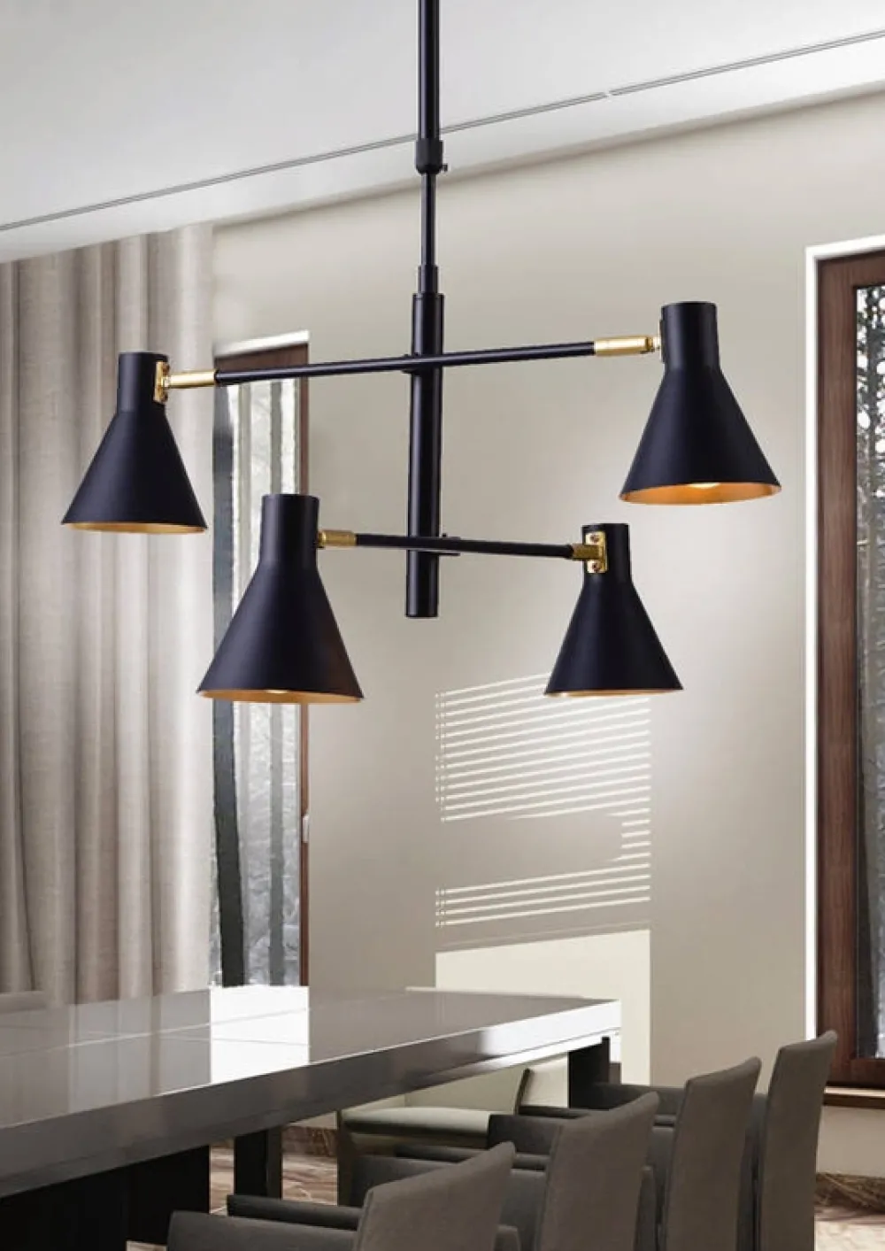 Oświetlenie Przedpokoju|Oświetlenie Jadalni>Candellux Lighting Lampa sufitowa czarno-złota mat regulowana 4x40W Less