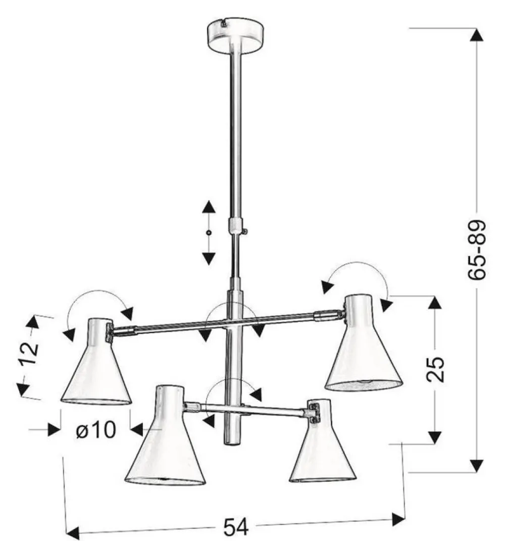 Oświetlenie Przedpokoju|Oświetlenie Jadalni>Candellux Lighting Lampa sufitowa czarno-złota mat regulowana 4x40W Less