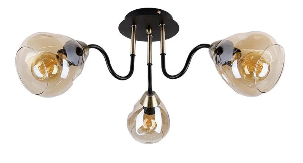 Oświetlenie Jadalni|Oświetlenie Sypialni>Candellux Lighting Lampa sufitowa czarno/złota dymiona 3xE27 Unica 33-00880