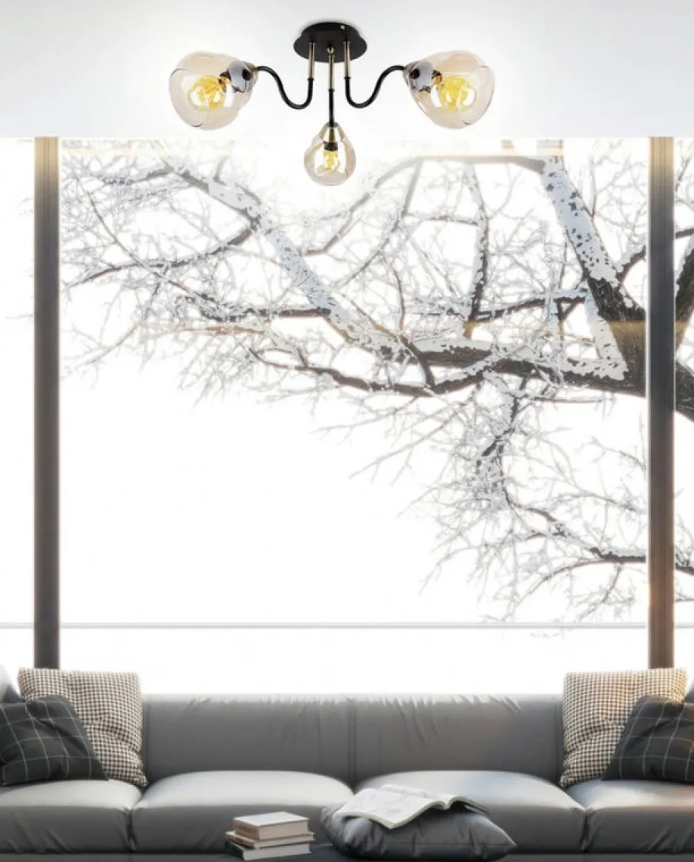 Oświetlenie Jadalni|Oświetlenie Sypialni>Candellux Lighting Lampa sufitowa czarno/złota dymiona 3xE27 Unica 33-00880