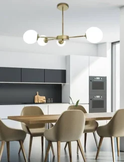 Oświetlenie Przedpokoju|Oświetlenie Jadalni></noscript>Candellux Lighting Lampa sufitowa mosiądz/biała 4xG9 MATI