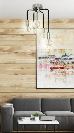 Oświetlenie Przedpokoju|Oświetlenie Jadalni>Candellux Lighting Lampa sufitowa patynowa + czarny mat 5xE14 Sagam