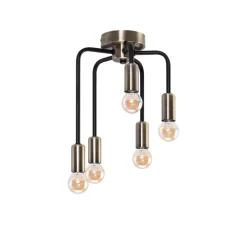 Oświetlenie Przedpokoju|Oświetlenie Jadalni></noscript>Candellux Lighting Lampa sufitowa patynowa + czarny mat 5xE14 Sagam