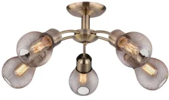 Oświetlenie Jadalni|Oświetlenie Sypialni>Candellux Lighting Lampa sufitowa patynowa druciany abażur 5x60W Gliva