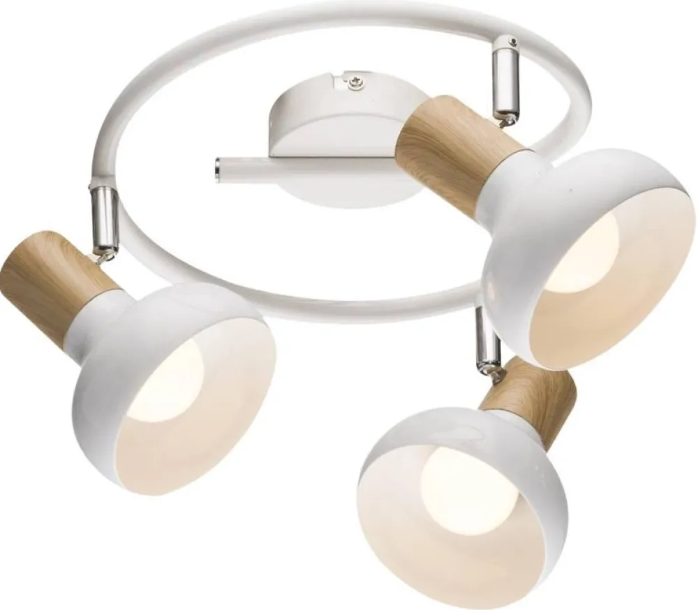 Oświetlenie Przedpokoju|Oświetlenie Jadalni>Candellux Lighting Lampa sufitowa spirala metal biała + drewno 3E14 Puerto