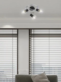 Oświetlenie Przedpokoju|Oświetlenie Jadalni>Candellux Lighting Lampa sufitowa spirala 3X40W E14 czarny/chrom OSLOK