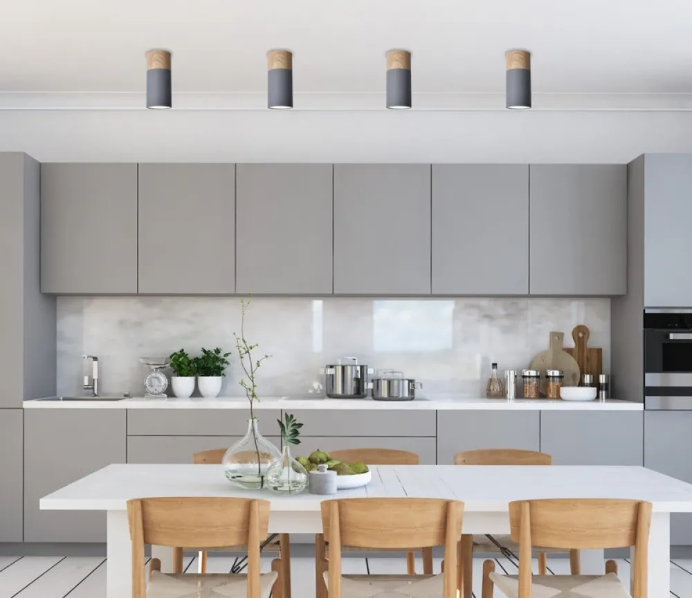 Oświetlenie Przedpokoju|Oświetlenie Jadalni>Candellux Lighting Lampa sufitowa szaro-drewniana 6,8x15cm Tuba