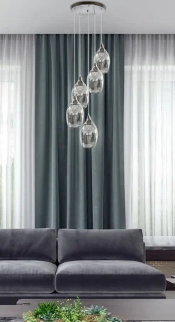 Lampy Wiszące|Oświetlenie Przedpokoju>Candellux Lighting Lampa sufitowa wisząca chromowa talerz 5x60W Marina