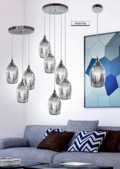 Lampy Wiszące|Oświetlenie Przedpokoju>Candellux Lighting Lampa sufitowa wisząca chromowa talerz 5x60W Marina