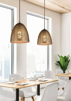 Oświetlenie Przedpokoju|Oświetlenie Jadalni>Candellux Lighting LAMPA SUFITOWA WISZĄCA SFINKS STOŻEK E27 AŻUROWY PATYNA