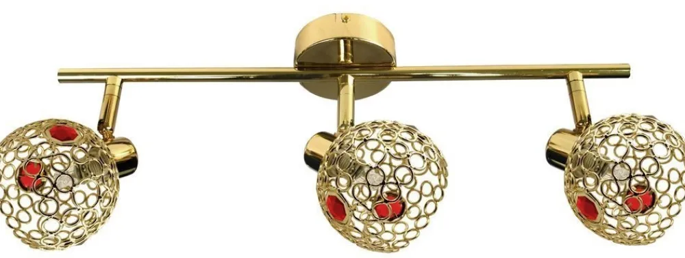 Oświetlenie Przedpokoju|Oświetlenie Sypialni>Candellux Lighting Lampa sufitowa 3xG9 mosiądz+czerwony Aron