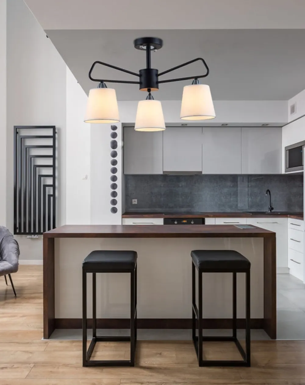 Oświetlenie Przedpokoju|Oświetlenie Jadalni>Ledea Lampa sufitowa żyrandol Morley czarny z białymi kloszami