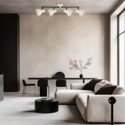 Oświetlenie Przedpokoju|Oświetlenie Jadalni></noscript>Candellux Lighting Lampa sufitowa Zumba czteropunktowa biało-czarna regulowana