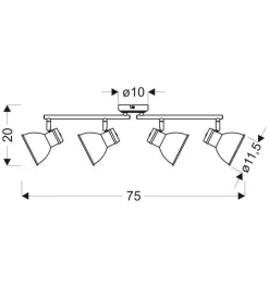 Oświetlenie Przedpokoju|Oświetlenie Jadalni></noscript>Candellux Lighting Lampa sufitowa Zumba czteropunktowa biało-czarna regulowana