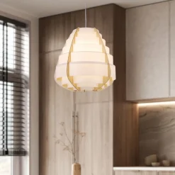 Oświetlenie Jadalni|Oświetlenie Kuchni>Ledea Lampa wisząca beżowa drewno Nagoja