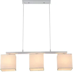 Oświetlenie Przedpokoju|Oświetlenie Jadalni>Candellux Lighting Lampa wisząca biała + beżowy tkany abażur 3x40W Boho