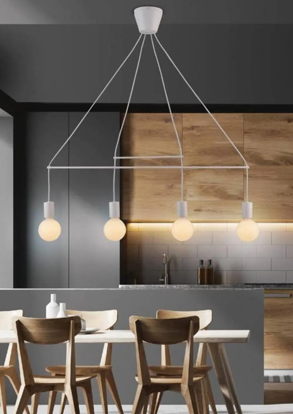 Oświetlenie Jadalni|Oświetlenie Kuchni>Candellux Lighting Lampa wisząca biała matowa 4x40W regulowana E27 Alto