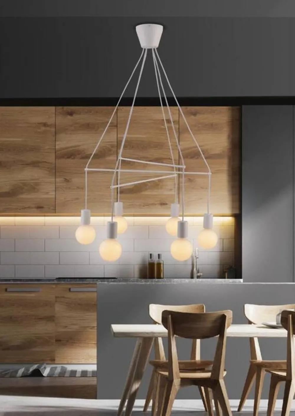 Oświetlenie Jadalni|Oświetlenie Kuchni>Candellux Lighting Lampa wisząca biała matowa 6xE27 dwuobwodowa Alto