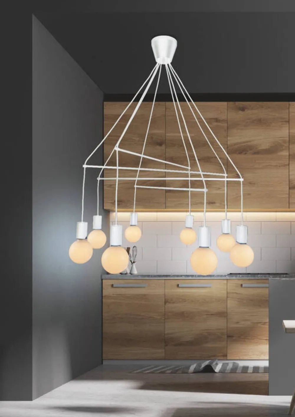 Oświetlenie Jadalni|Oświetlenie Kuchni>Candellux Lighting Lampa wisząca biała matowa 8xE27 dwuobwodowa Alto