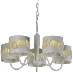 Oświetlenie Jadalni|Oświetlenie Sypialni>Candellux Lighting Lampa wisząca biała z koralikami żyrandol 5xE27 Antonio