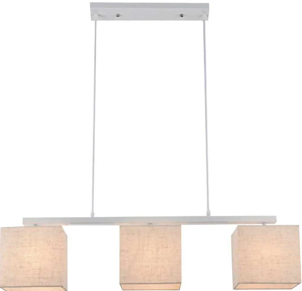 Oświetlenie Przedpokoju|Oświetlenie Jadalni>Candellux Lighting Lampa wisząca biała z lnianym abażurem 3x40W E27 Boho