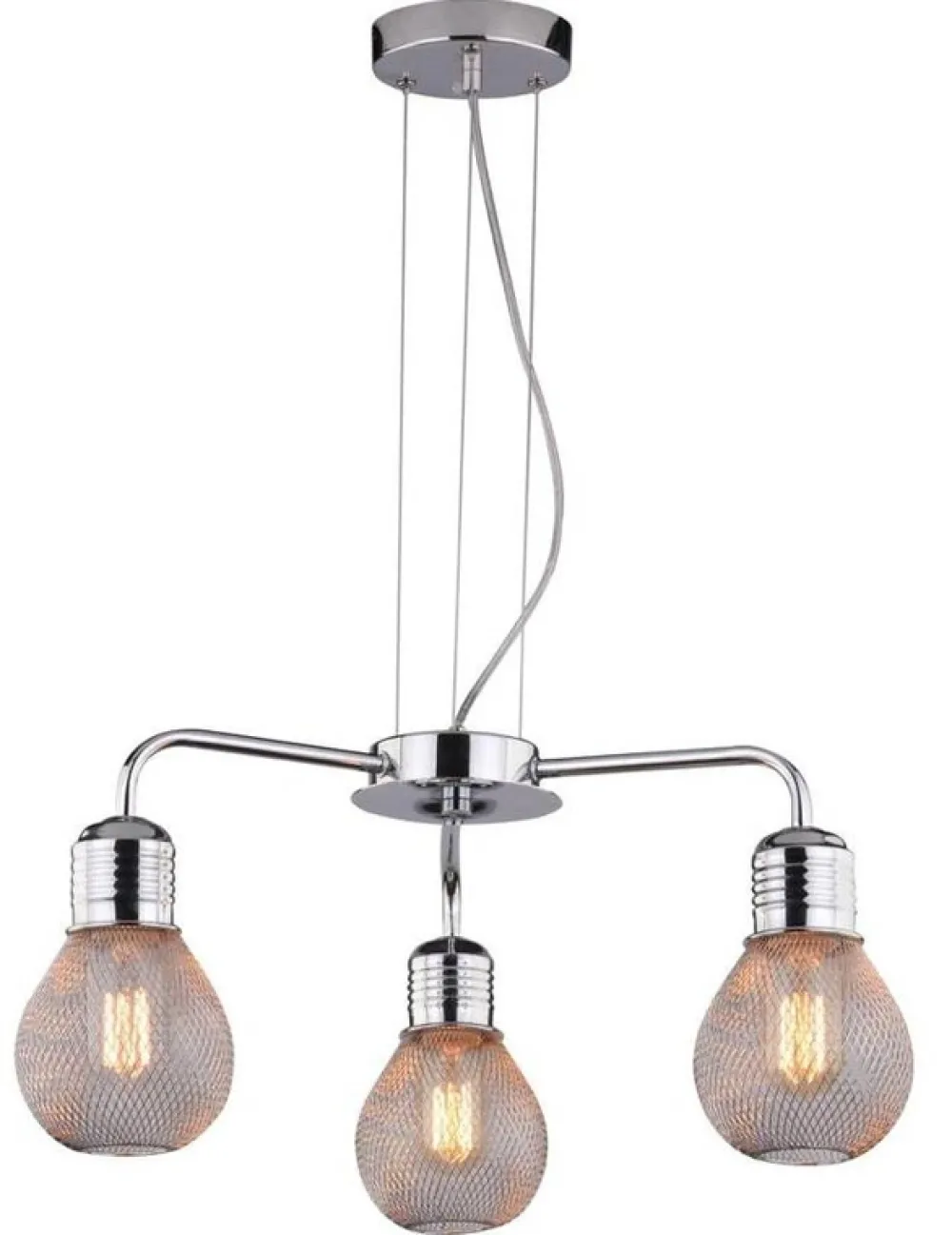 Oświetlenie Jadalni|Oświetlenie Sypialni>Candellux Lighting Lampa wisząca chrom druciany klosz 3x60W regulacja Gliva