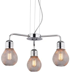 Oświetlenie Jadalni|Oświetlenie Sypialni>Candellux Lighting Lampa wisząca chrom druciany klosz 3x60W regulacja Gliva