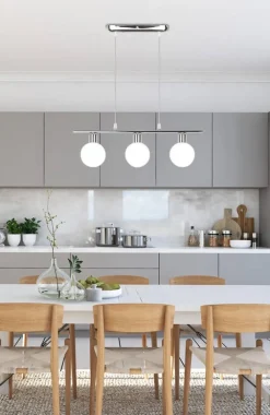 Oświetlenie Pokoju Dziecięcego|Oświetlenie Przedpokoju>Candellux Lighting Lampa wisząca chrom klosz kula 3xG9 Oden