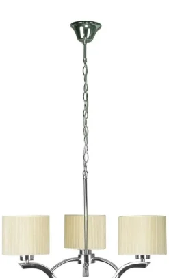 Oświetlenie Przedpokoju|Oświetlenie Jadalni>Candellux Lighting Lampa wisząca chrom krem abażur 3x60W żyrandol Draga