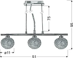Oświetlenie Przedpokoju|Oświetlenie Jadalni>Candellux Lighting Lampa wisząca chrom szklany klosz w oplocie 3x40W Sphere