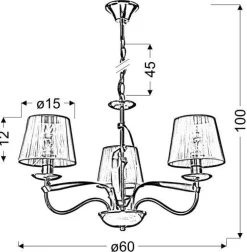Oświetlenie Jadalni|Oświetlenie Sypialni></noscript>Candellux Lighting Lampa wisząca chrom złoty nitkowy abażur 3x40W DIJA