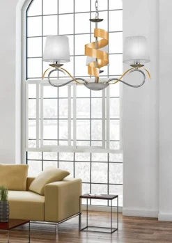 Oświetlenie Jadalni|Oświetlenie Sypialni>Candellux Lighting Lampa wisząca chrom złoty żyrandol 3x40W E14 Decanis