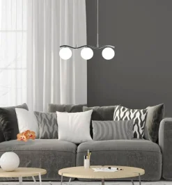 Oświetlenie Przedpokoju|Oświetlenie Jadalni>Candellux Lighting Lampa wisząca chrom/biała kula 3 Ramon