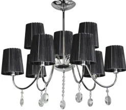 Oświetlenie Jadalni|Oświetlenie Sypialni>Candellux Lighting Lampa wisząca chrom/czarna z kryształkami 9x40W Sorento