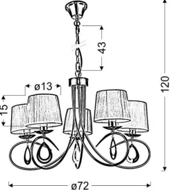 Oświetlenie Jadalni|Oświetlenie Sypialni></noscript>Candellux Lighting Lampa wisząca chromowa biały abażur tkany 5x40W Arnika