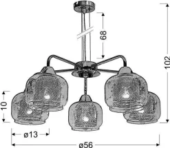 Oświetlenie Sypialni|Oświetlenie Salonu>Candellux Lighting Lampa wisząca chromowa klosz z koszykiem 5x40W Ray