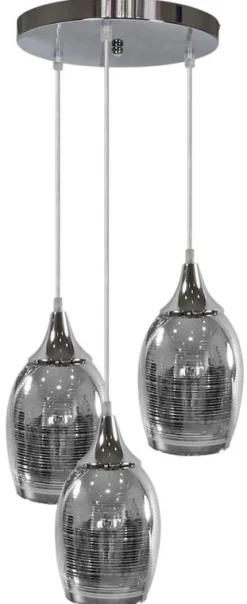 Lampy Wiszące|Oświetlenie Przedpokoju>Candellux Lighting Lampa wisząca chromowa lustrzane klosze 3x60W Marina