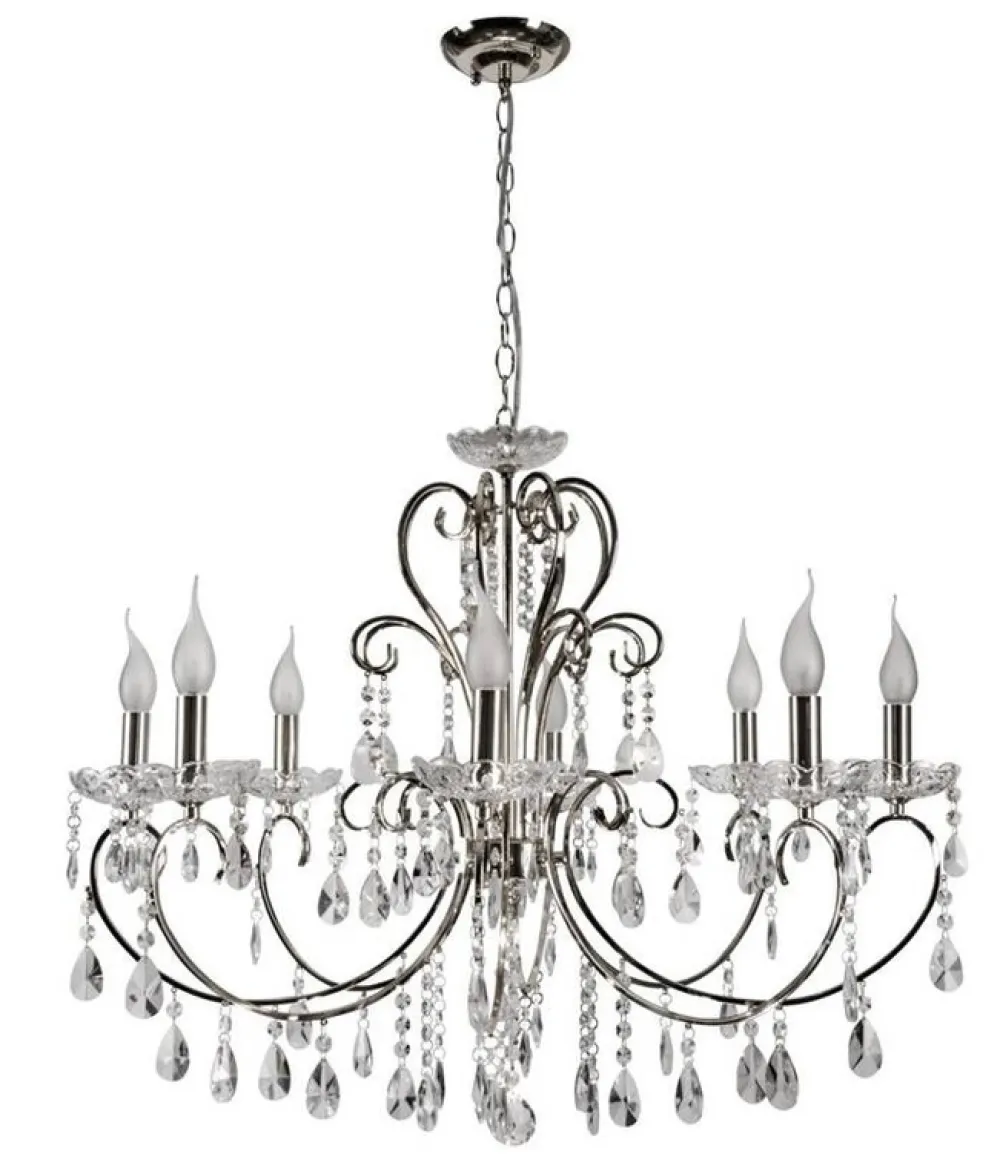 Oświetlenie Jadalni|Oświetlenie Salonu>Candellux Lighting Lampa wisząca chromowa z kryształami żyrandol 8x40W Aurora Candellux