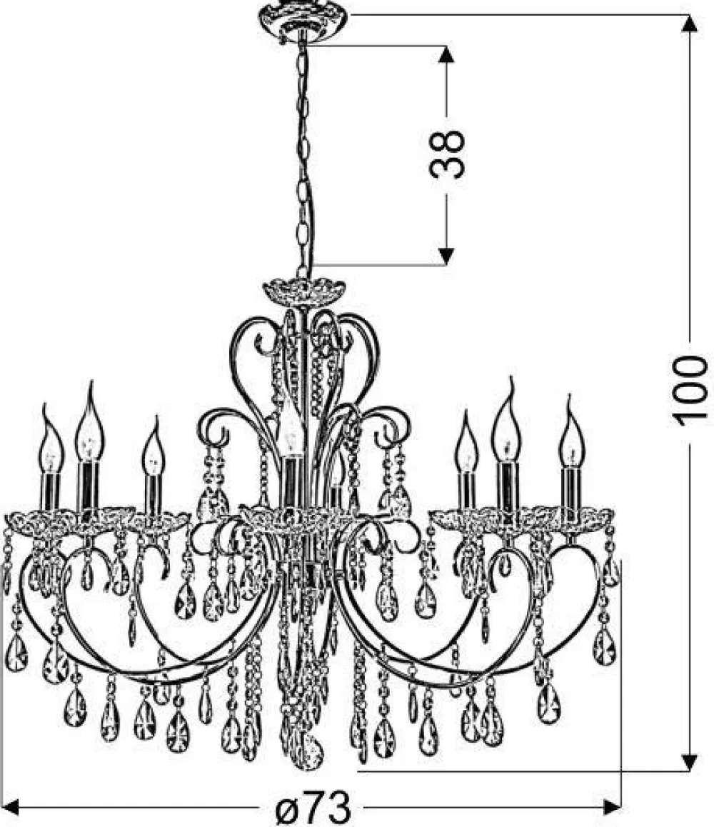 Oświetlenie Jadalni|Oświetlenie Salonu>Candellux Lighting Lampa wisząca chromowa z kryształami żyrandol 8x40W Aurora Candellux