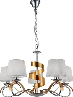 Oświetlenie Jadalni|Oświetlenie Sypialni>Candellux Lighting Lampa wisząca chrom/złota 5xE14 żyrandol Decanis