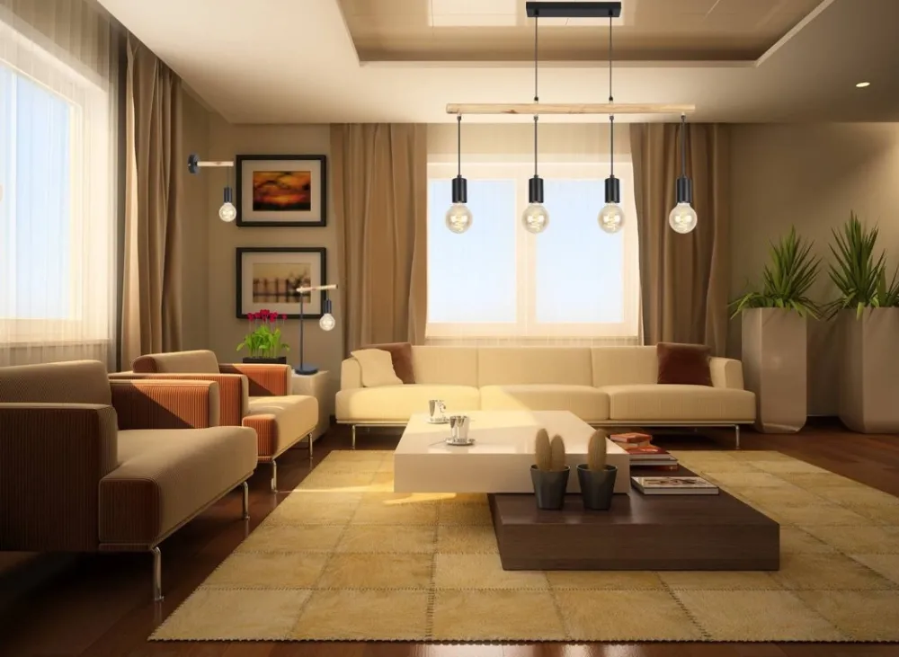 Oświetlenie Jadalni|Oświetlenie Kuchni>Candellux Lighting Lampa wisząca czarna + drewno 4x60W Izzy