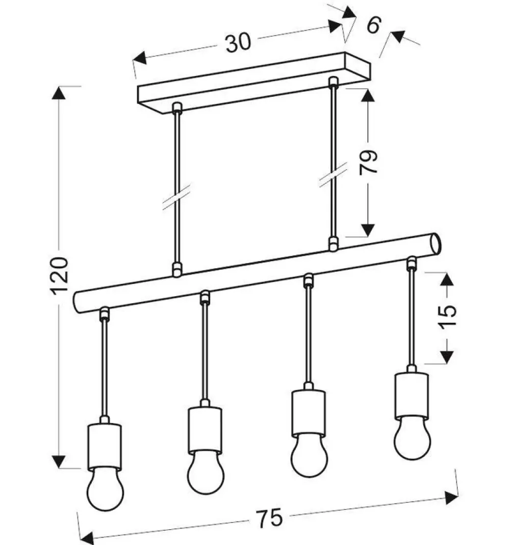 Oświetlenie Jadalni|Oświetlenie Kuchni>Candellux Lighting Lampa wisząca czarna + drewno 4x60W Izzy