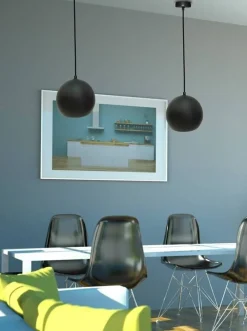 Oświetlenie Przedpokoju|Oświetlenie Jadalni>Ledea Lampa wisząca czarna E27 metal / drewno Flen