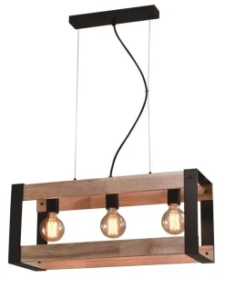 Oświetlenie Przedpokoju|Oświetlenie Sypialni>Candellux Lighting Lampa wisząca czarna metalowa + drewno 3xE27 Varna