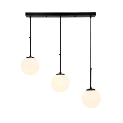 Oświetlenie Jadalni|Oświetlenie Kuchni>Candellux Lighting Lampa wisząca czarna Pompei 3X40W E27 klosz biały