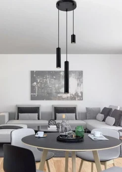 Oświetlenie Jadalni|Oświetlenie Salonu>Candellux Lighting Lampa wisząca czarna talerz 3x25W Tubo